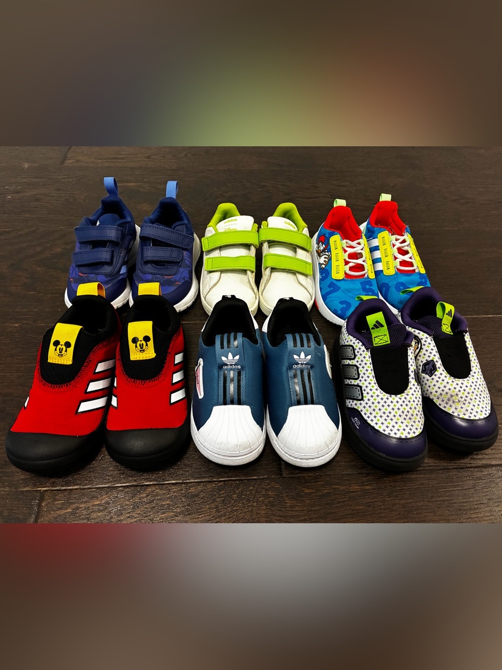 Adidas x Disney Sneaker Bundle, 6 Pairs, Size Toddlers 7.5, Mickey, Buzz, Nemo